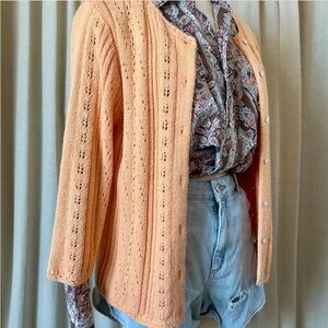 Peach cardigan with button front